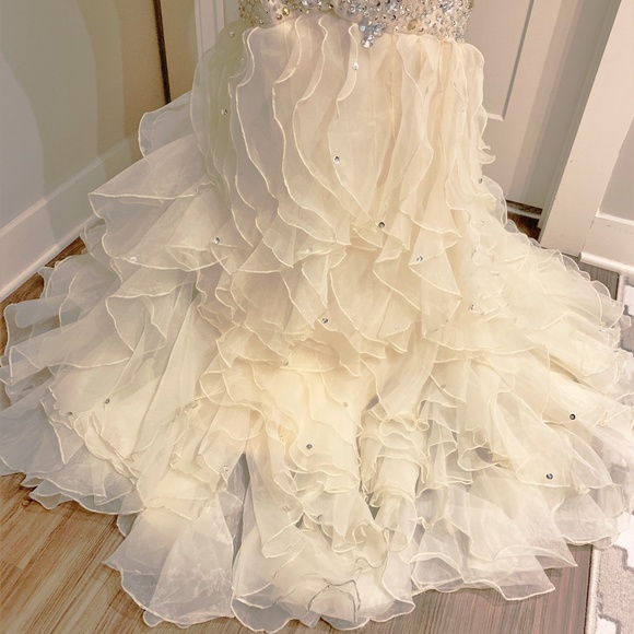 SOLD Champagne Iridescent Sequin Wedding Dress - Picture 3 of 8